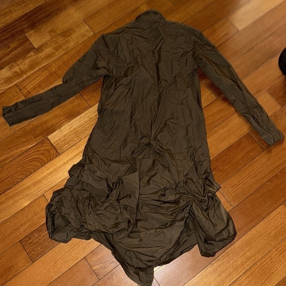 Designer Puckered Look Button Down Uneven Swing Dress Shirt Top Size S cotton - Picture 7 of 7